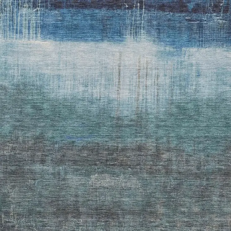 9' X 12' Blue And Gray Abstract Washable Indoor Outdoor Area Rug