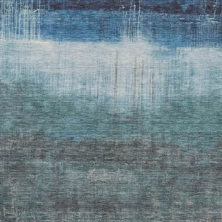 10' X 14' Blue And Gray Abstract Washable Indoor Outdoor Area Rug
