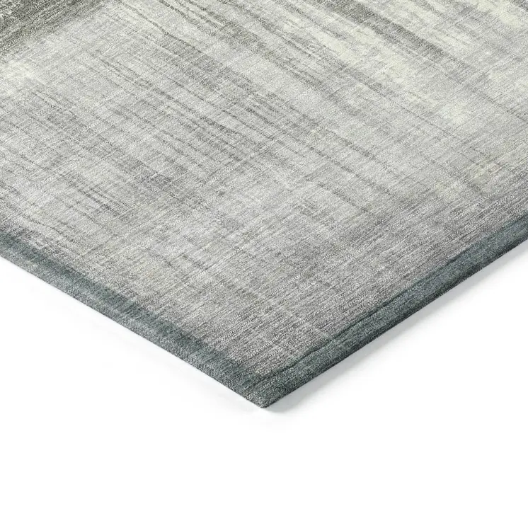 3' X 5' Fern Green And Gray Abstract Washable Indoor Outdoor Area Rug