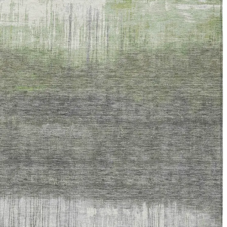5' X 8' Fern Green And Gray Abstract Washable Indoor Outdoor Area Rug
