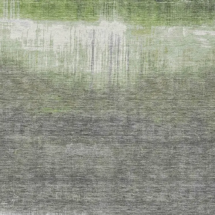 8' X 10' Fern Green And Gray Abstract Washable Indoor Outdoor Area Rug