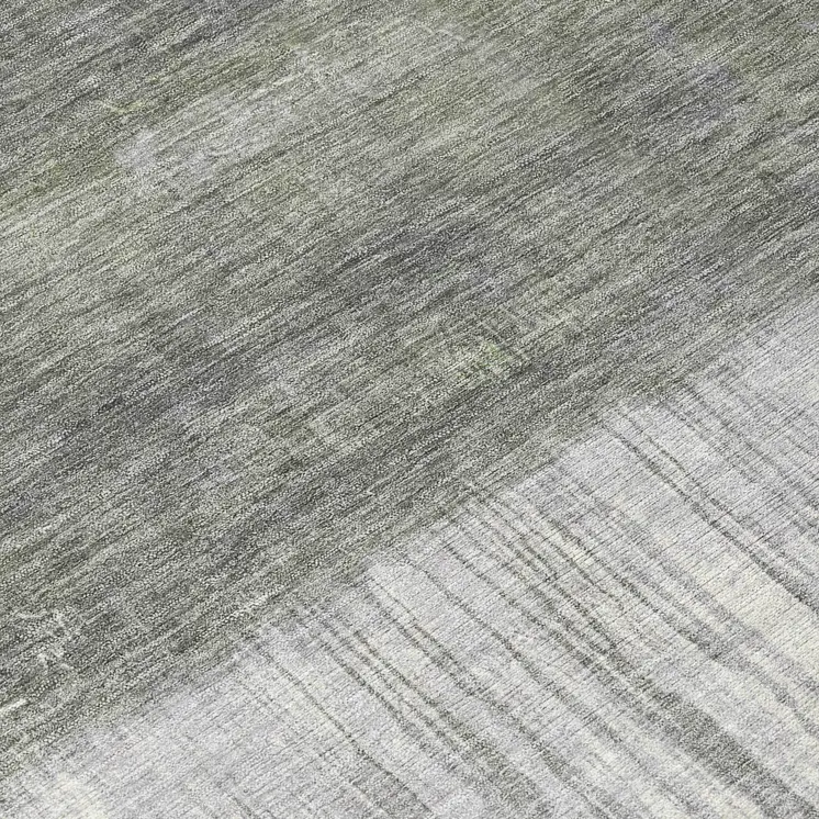 9' X 12' Fern Green And Gray Abstract Washable Indoor Outdoor Area Rug