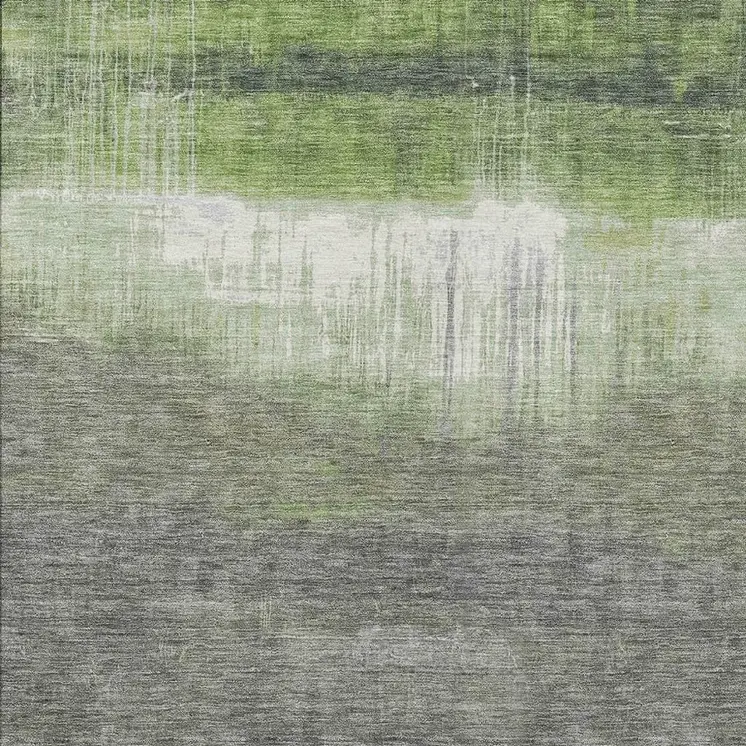 10' X 14' Fern Green And Gray Abstract Washable Indoor Outdoor Area Rug