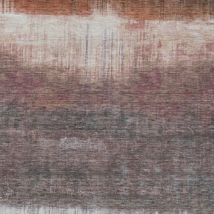 5' X 8' Rust And Ivory Abstract Washable Indoor Outdoor Area Rug