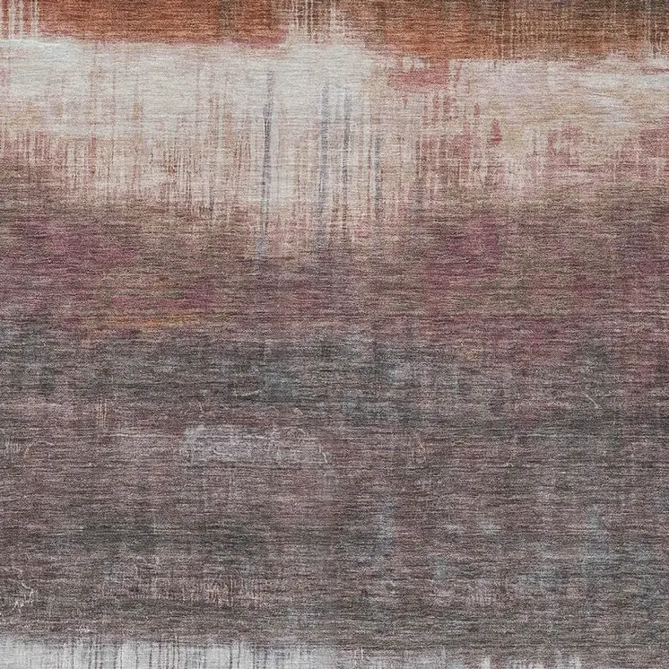 8' X 10' Rust And Ivory Abstract Washable Indoor Outdoor Area Rug