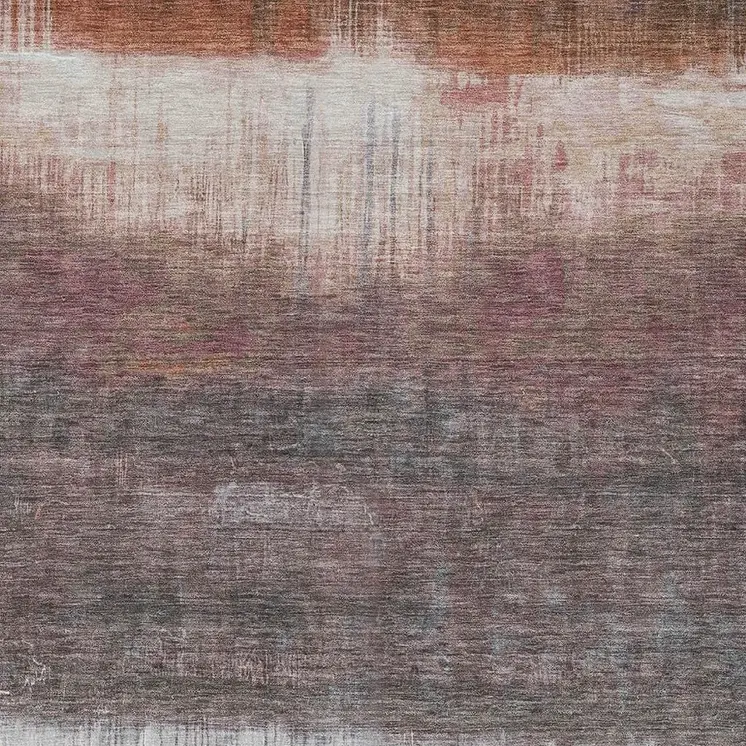 10' X 14' Rust And Ivory Abstract Washable Indoor Outdoor Area Rug