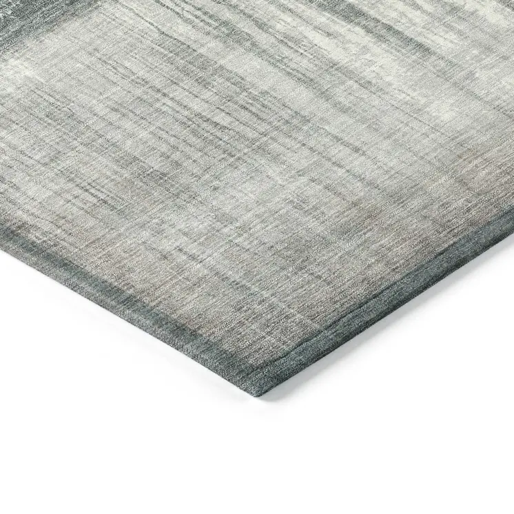 8' Teal Blue And Gray Round Abstract Washable Indoor Outdoor Area Rug