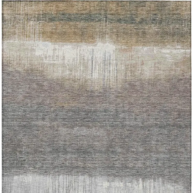 3' X 5' Taupe And Gray Abstract Washable Indoor Outdoor Area Rug