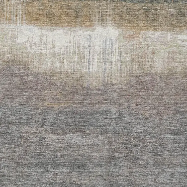 9' X 12' Taupe And Gray Abstract Washable Indoor Outdoor Area Rug