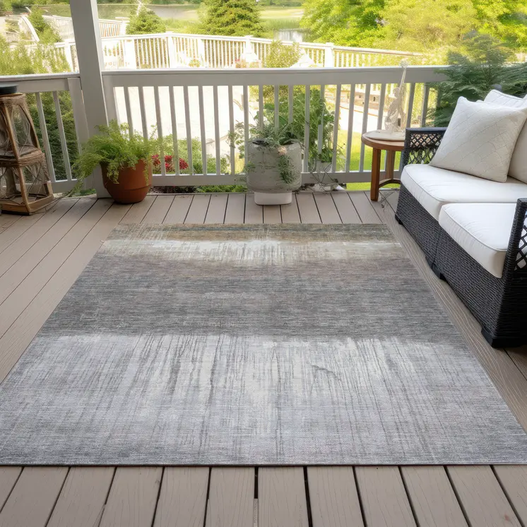 9' X 12' Taupe And Gray Abstract Washable Indoor Outdoor Area Rug