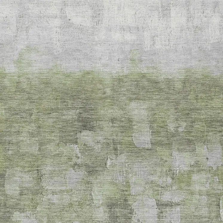 3' X 5' Fern Green And Silver Abstract Washable Indoor Outdoor Area Rug
