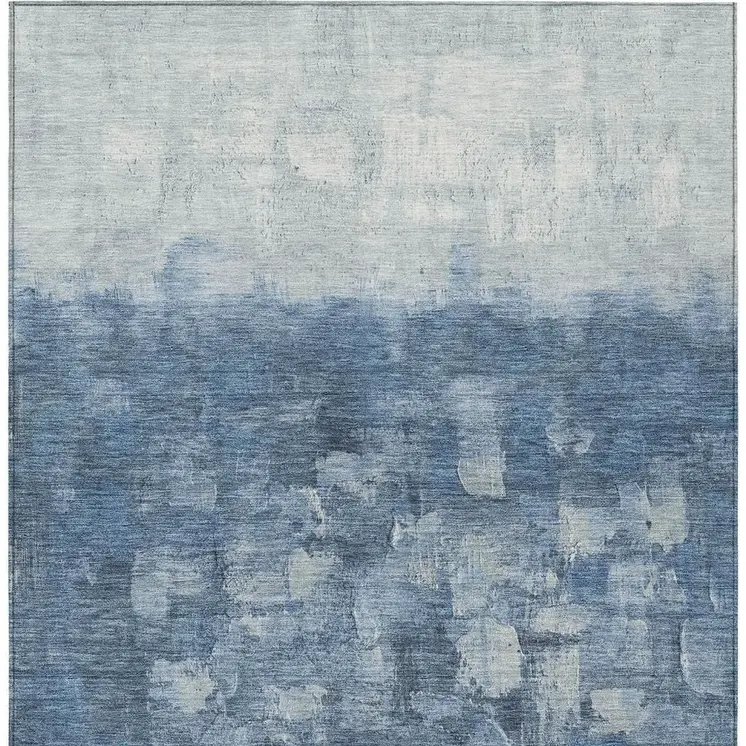 10' X 14' Navy Blue And Silver Abstract Washable Indoor Outdoor Area Rug