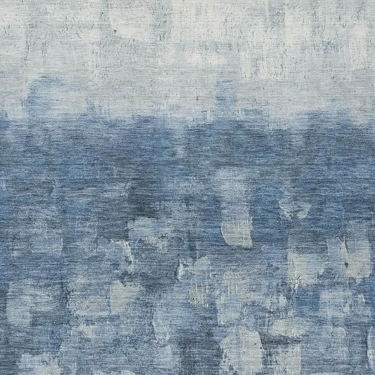 10' X 14' Navy Blue And Silver Abstract Washable Indoor Outdoor Area Rug