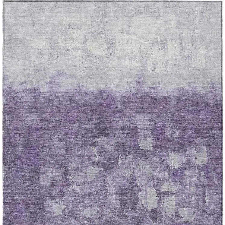 5' X 8' Purple And Silver Abstract Washable Indoor Outdoor Area Rug