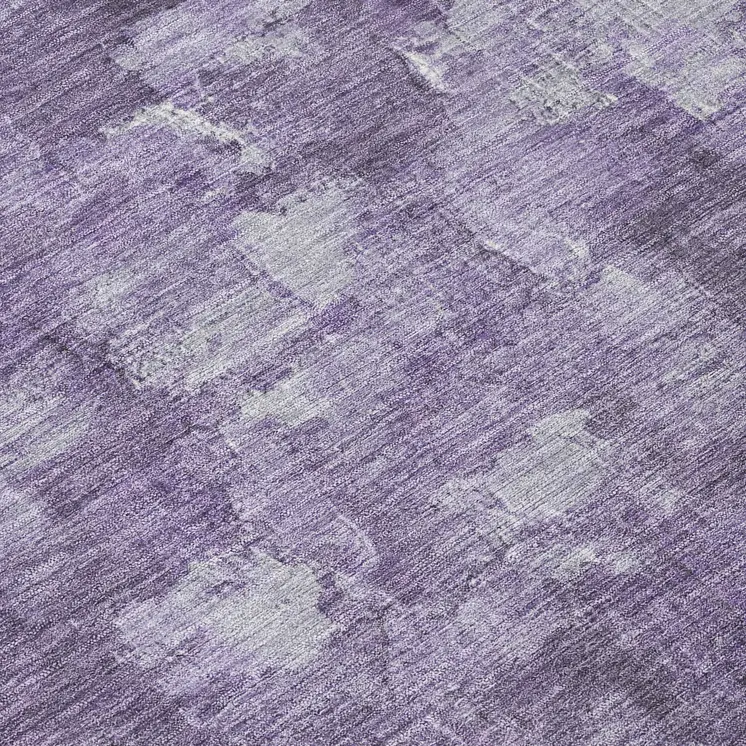 9' X 12' Purple And Silver Abstract Washable Indoor Outdoor Area Rug