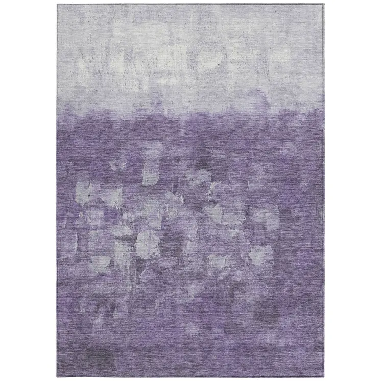 10' X 14' Purple And Silver Abstract Washable Indoor Outdoor Area Rug