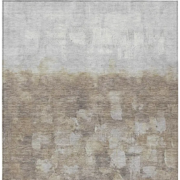 5' X 8' Taupe And Silver Abstract Washable Indoor Outdoor Area Rug