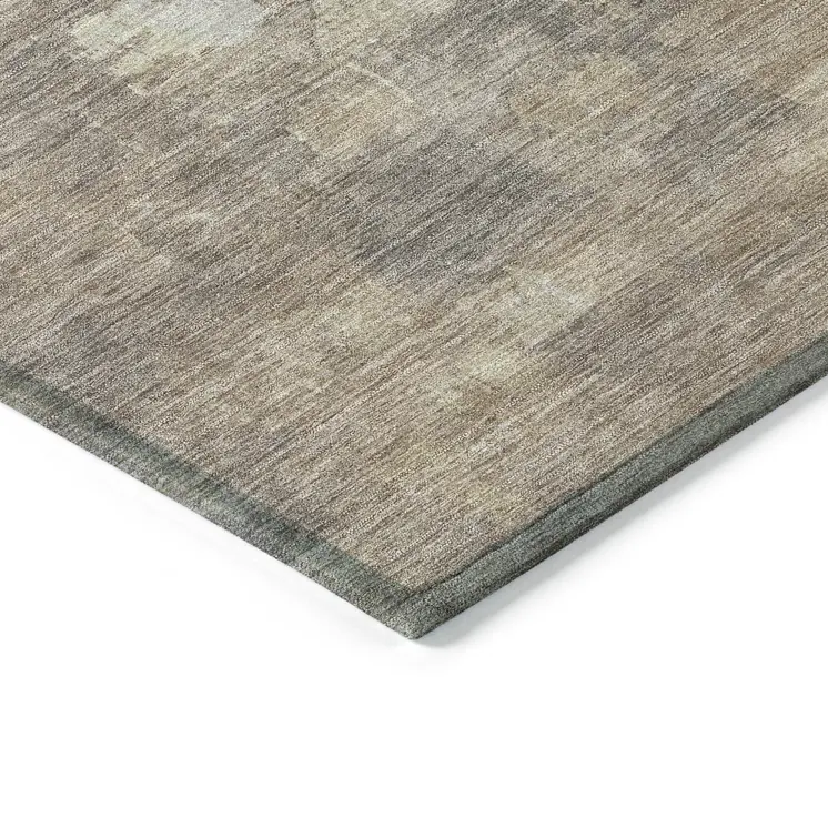 5' X 8' Taupe And Silver Abstract Washable Indoor Outdoor Area Rug