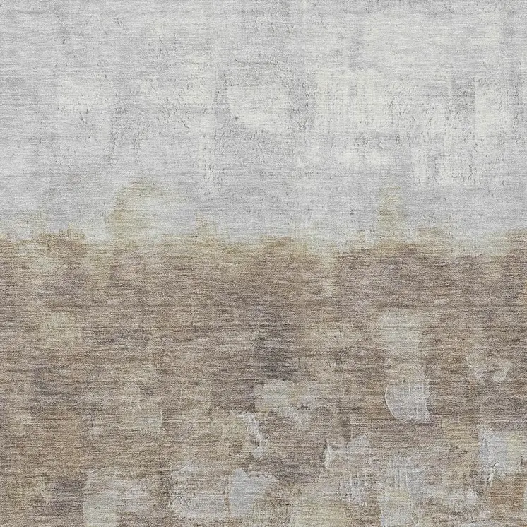8' X 10' Taupe And Silver Abstract Washable Indoor Outdoor Area Rug
