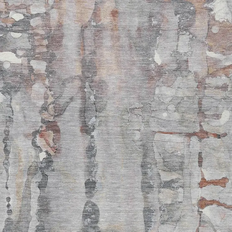 3' X 5' Copper And Gray Abstract Washable Indoor Outdoor Area Rug