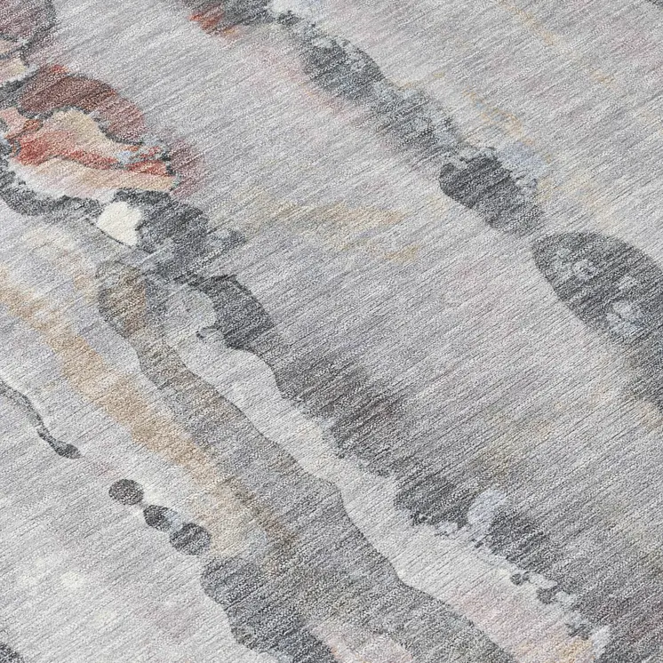 3' X 5' Copper And Gray Abstract Washable Indoor Outdoor Area Rug