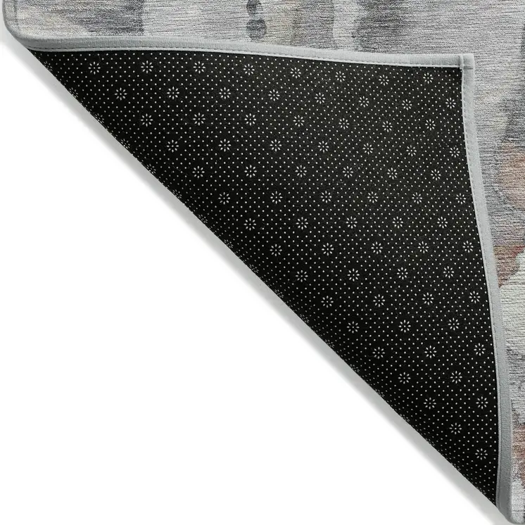 5' X 8' Copper And Gray Abstract Washable Indoor Outdoor Area Rug