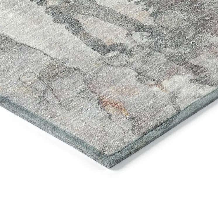 5' X 8' Copper And Gray Abstract Washable Indoor Outdoor Area Rug