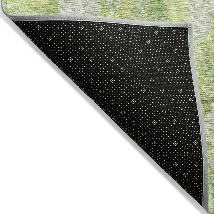 5' X 8' Lime Green And Ivory Abstract Washable Indoor Outdoor Area Rug