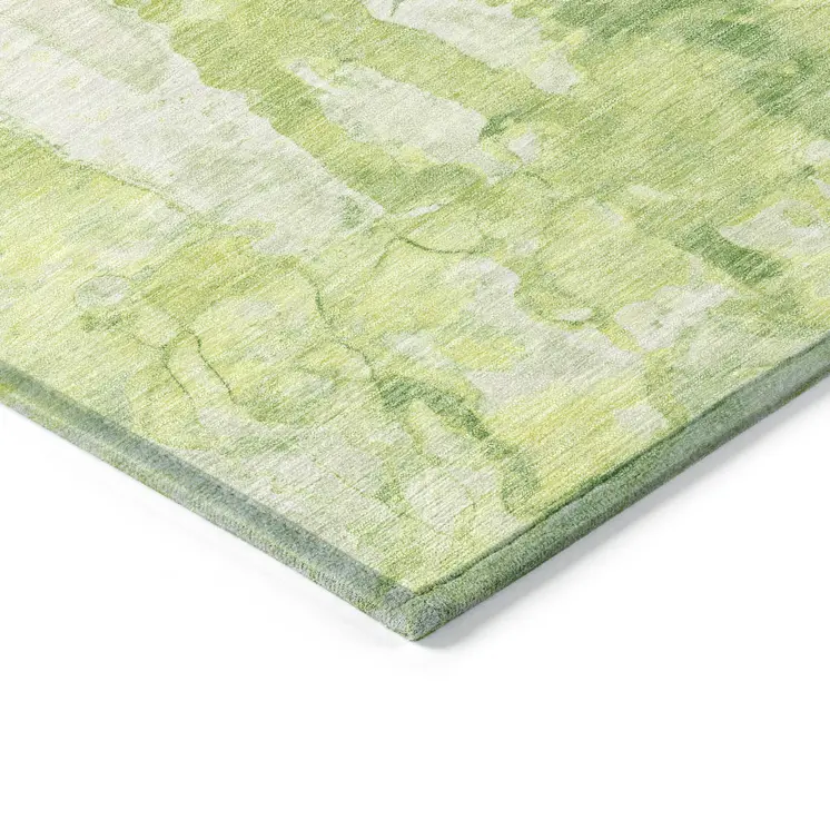 5' X 8' Lime Green And Ivory Abstract Washable Indoor Outdoor Area Rug