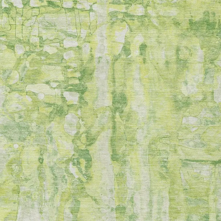 5' X 8' Lime Green And Ivory Abstract Washable Indoor Outdoor Area Rug