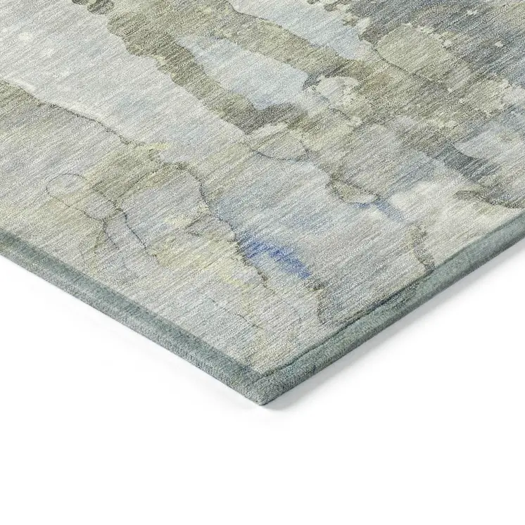 8' X 10' Sky Blue And Gray Abstract Washable Indoor Outdoor Area Rug