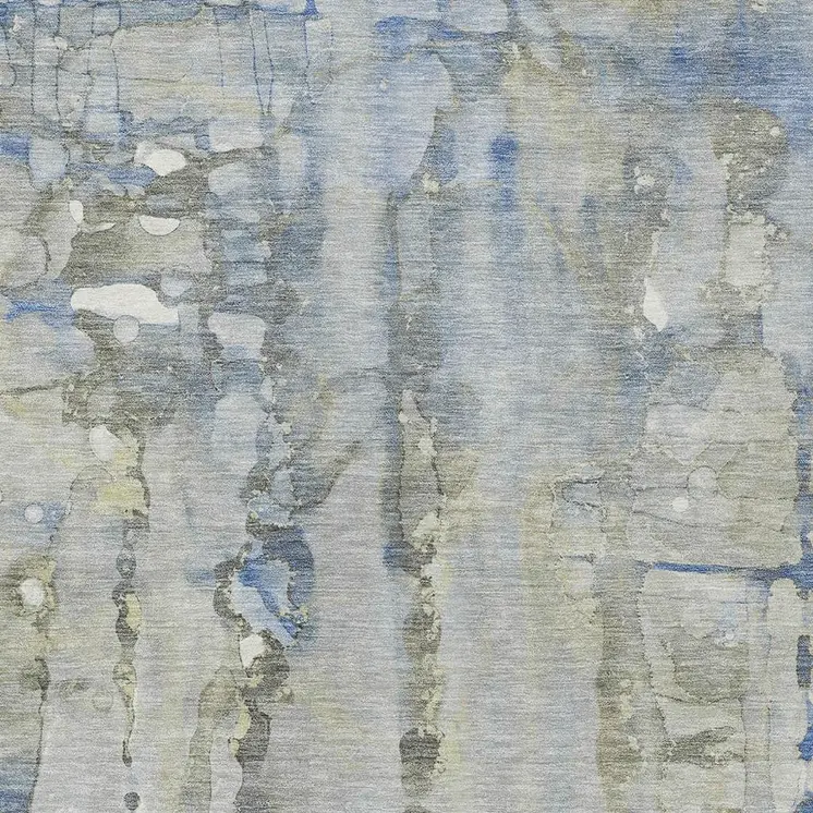 10' X 14' Sky Blue And Gray Abstract Washable Indoor Outdoor Area Rug