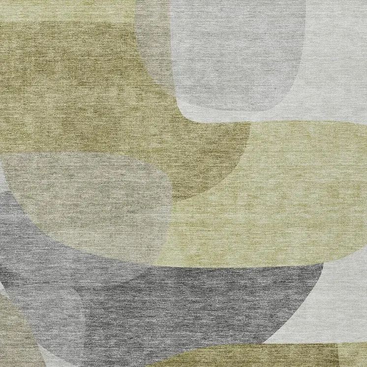 8' X 10' Fern Green And Gray Abstract Washable Indoor Outdoor Area Rug