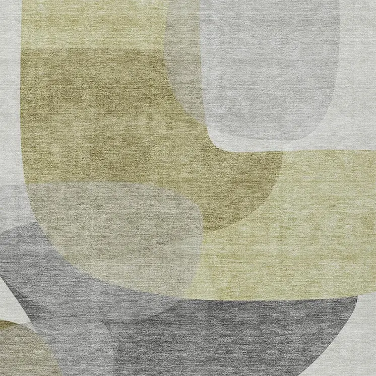 10' X 14' Fern Green And Gray Abstract Washable Indoor Outdoor Area Rug