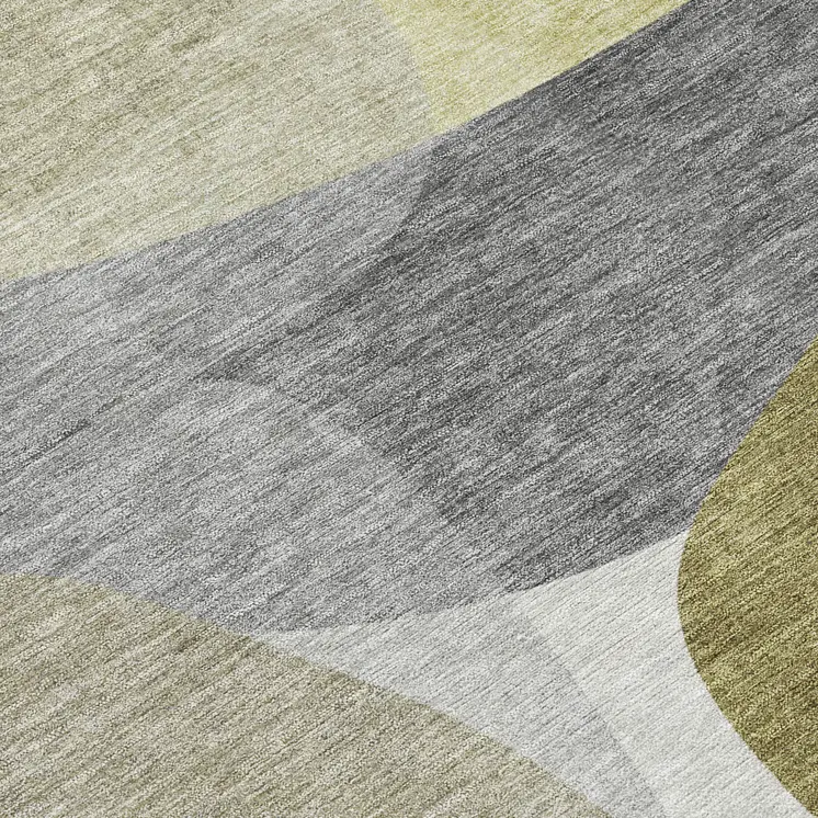 10' X 14' Fern Green And Gray Abstract Washable Indoor Outdoor Area Rug
