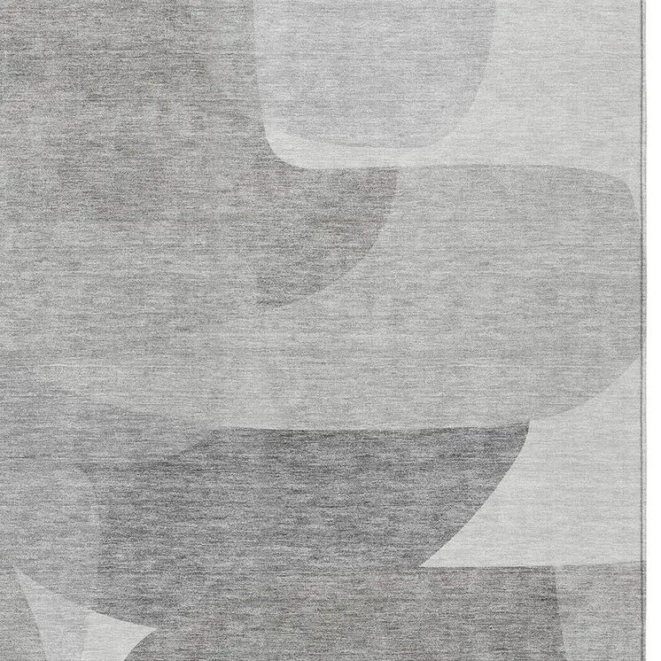5' X 8' Linen And Gray Abstract Washable Indoor Outdoor Area Rug