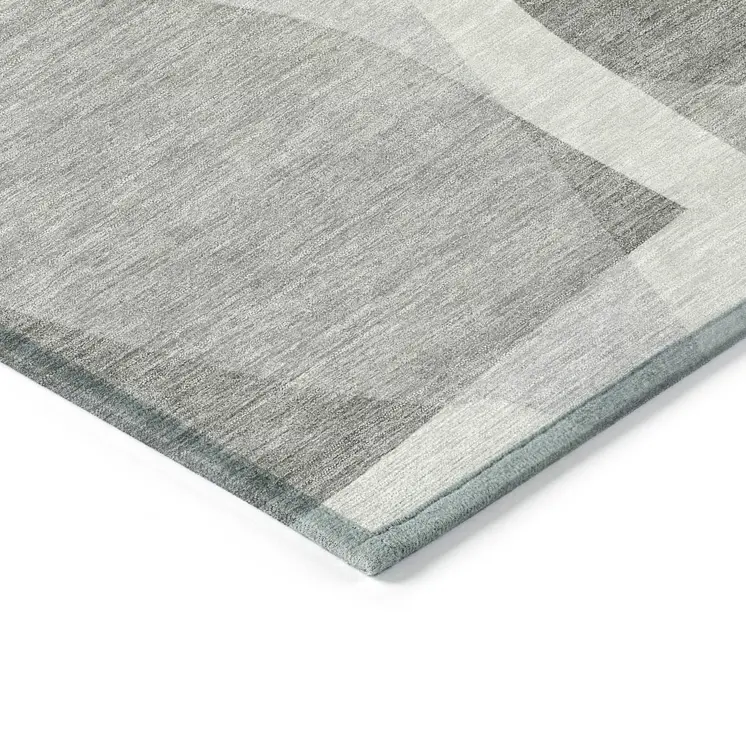 9' X 12' Linen And Gray Abstract Washable Indoor Outdoor Area Rug