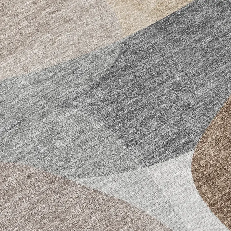 8' Brown And Gray Round Abstract Washable Indoor Outdoor Area Rug