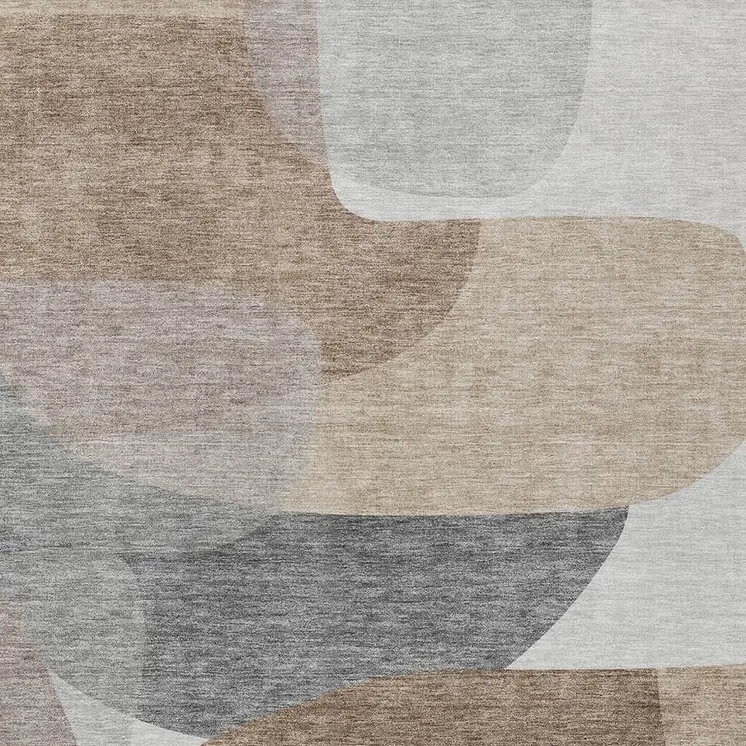 8' X 10' Brown And Gray Abstract Washable Indoor Outdoor Area Rug