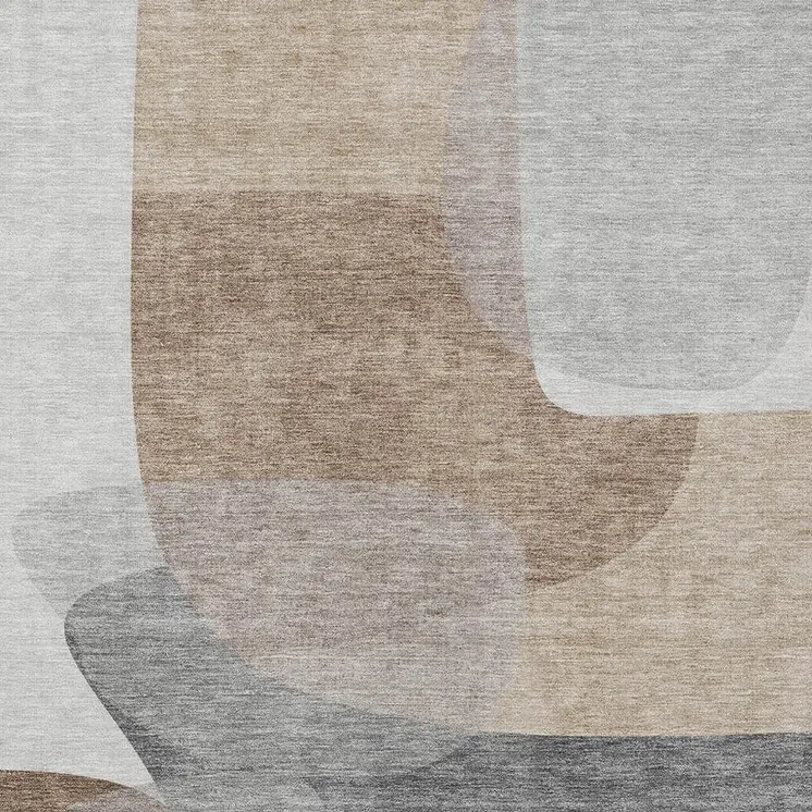 9' X 12' Brown And Gray Abstract Washable Indoor Outdoor Area Rug
