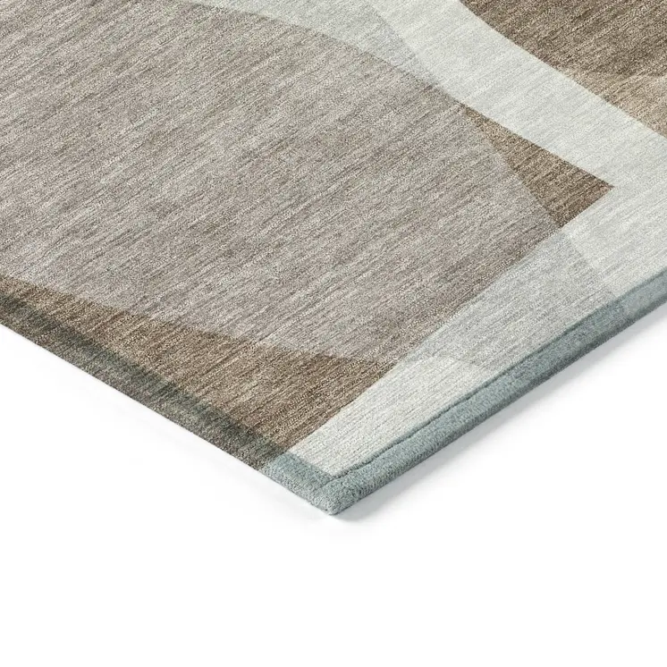 10' X 14' Brown And Gray Abstract Washable Indoor Outdoor Area Rug