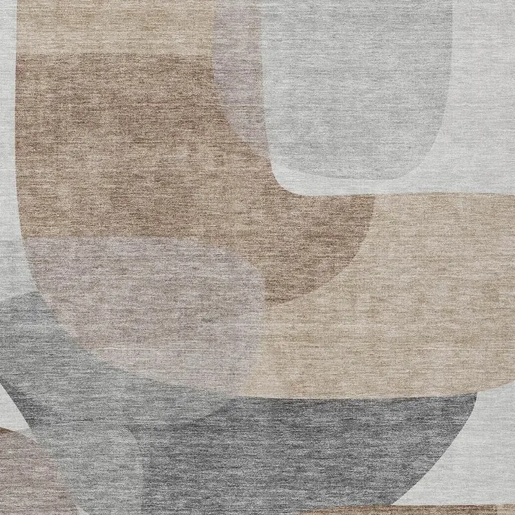 10' X 14' Brown And Gray Abstract Washable Indoor Outdoor Area Rug