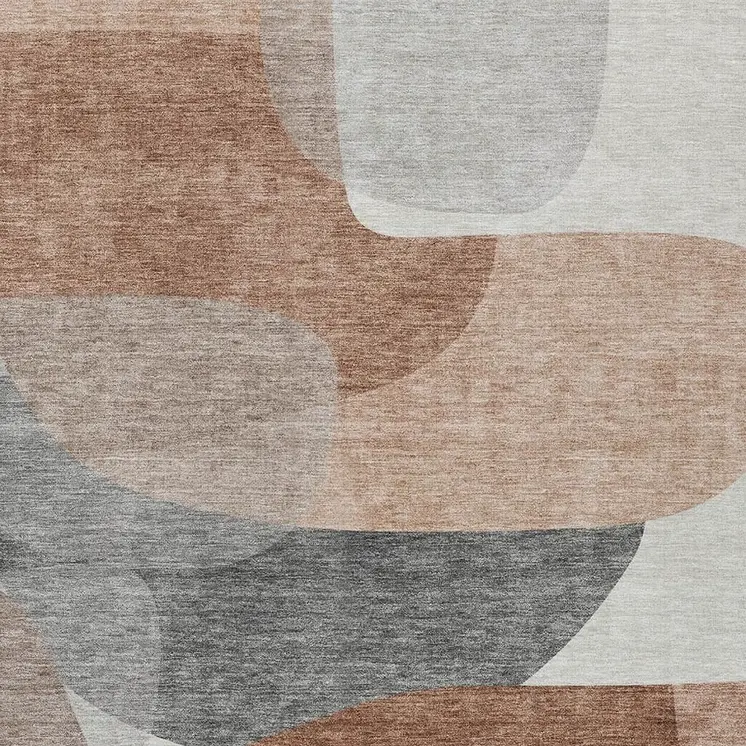 8' X 10' Rust And Gray Abstract Washable Indoor Outdoor Area Rug