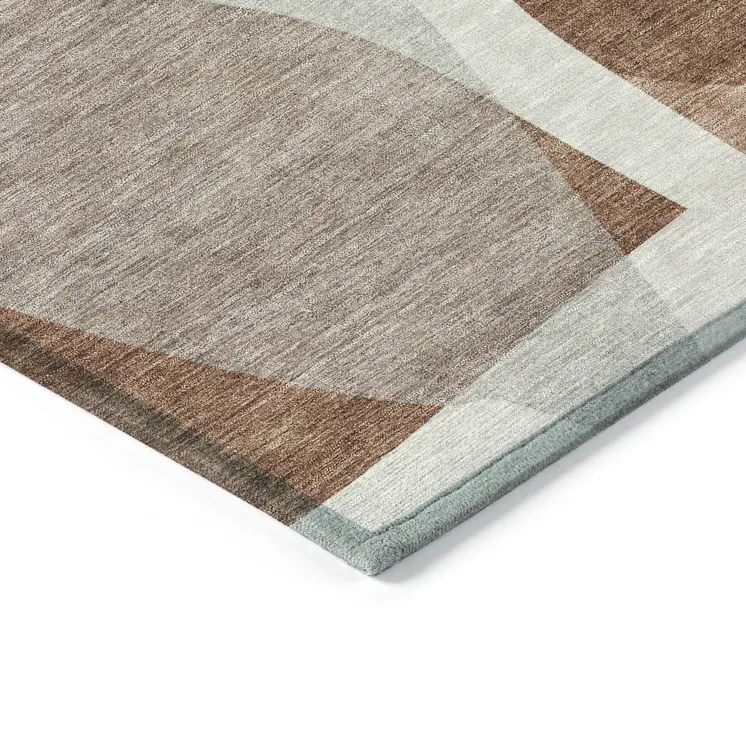 10' X 14' Rust And Gray Abstract Washable Indoor Outdoor Area Rug