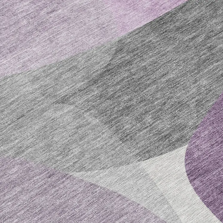3' X 5' Purple And Gray Abstract Washable Indoor Outdoor Area Rug
