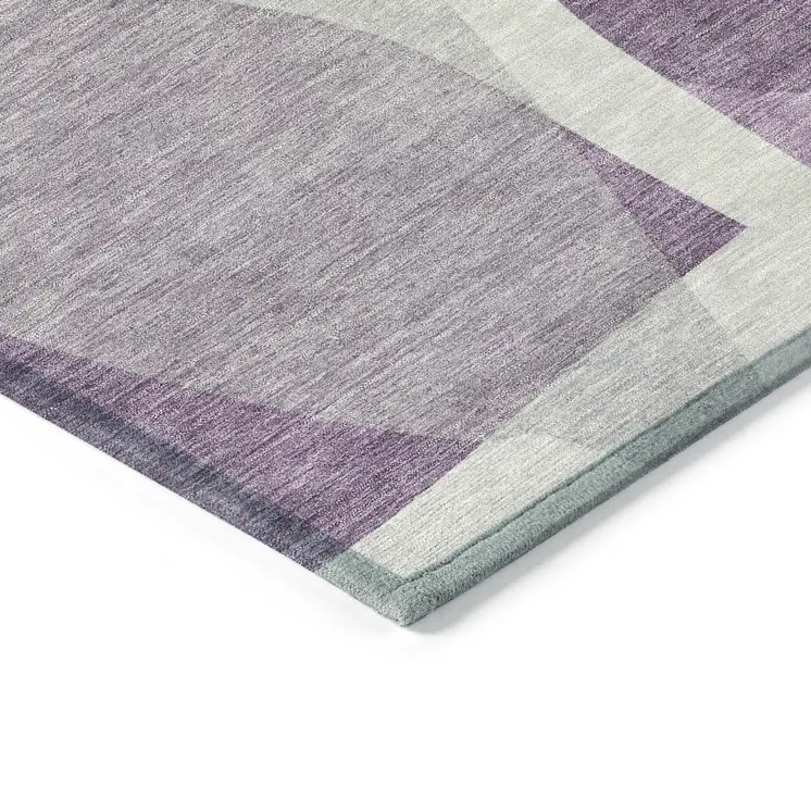 10' X 14' Purple And Gray Abstract Washable Indoor Outdoor Area Rug