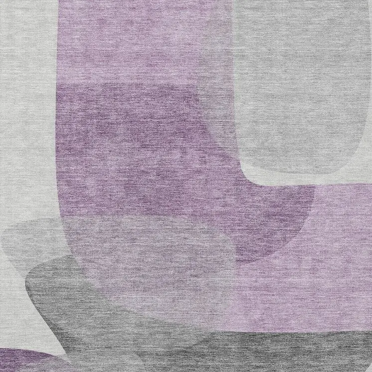 10' X 14' Purple And Gray Abstract Washable Indoor Outdoor Area Rug