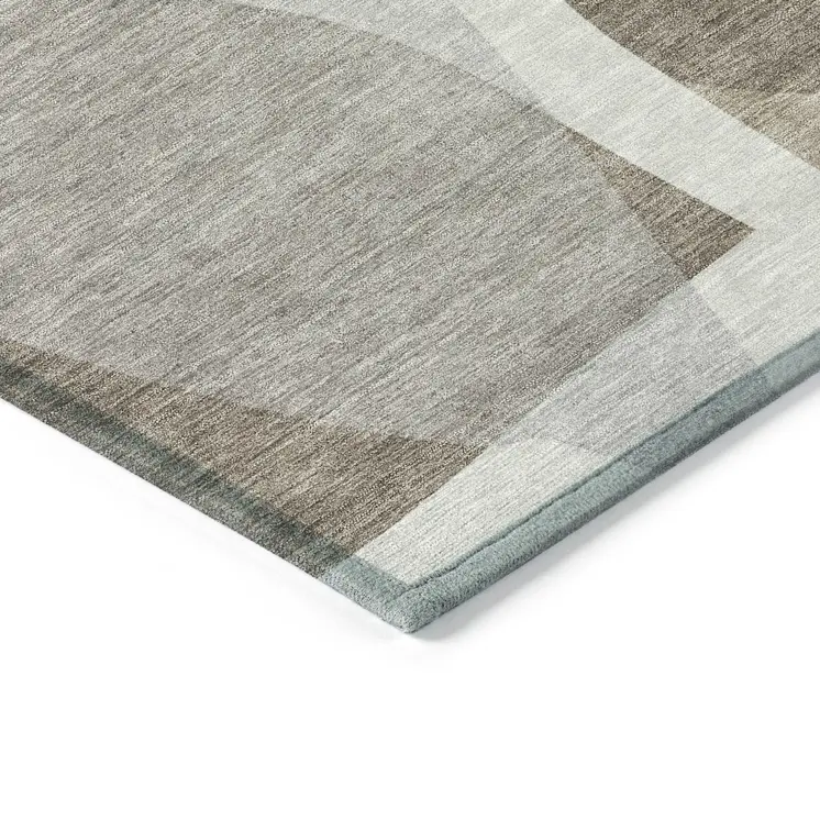 5' X 8' Taupe And Gray Abstract Washable Indoor Outdoor Area Rug