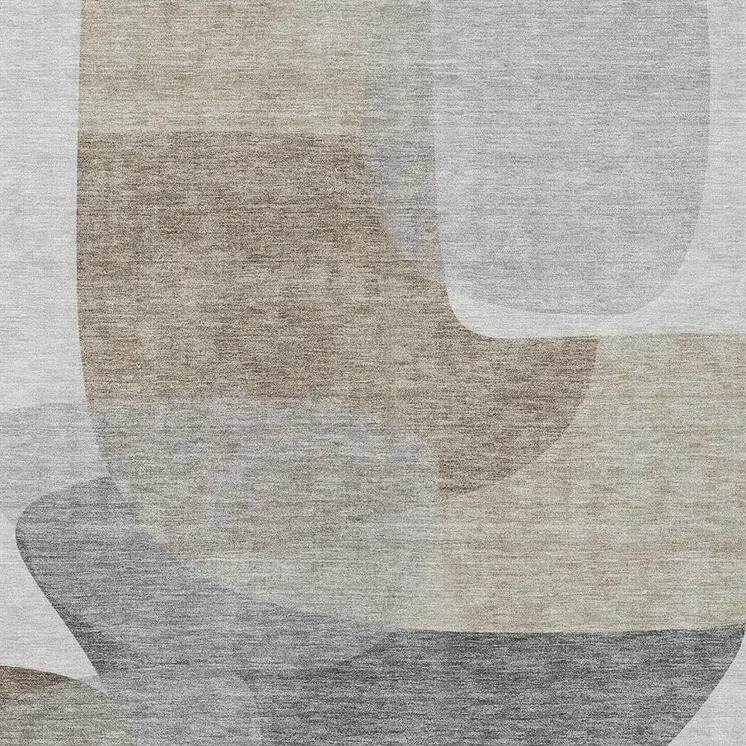 9' X 12' Taupe And Gray Abstract Washable Indoor Outdoor Area Rug