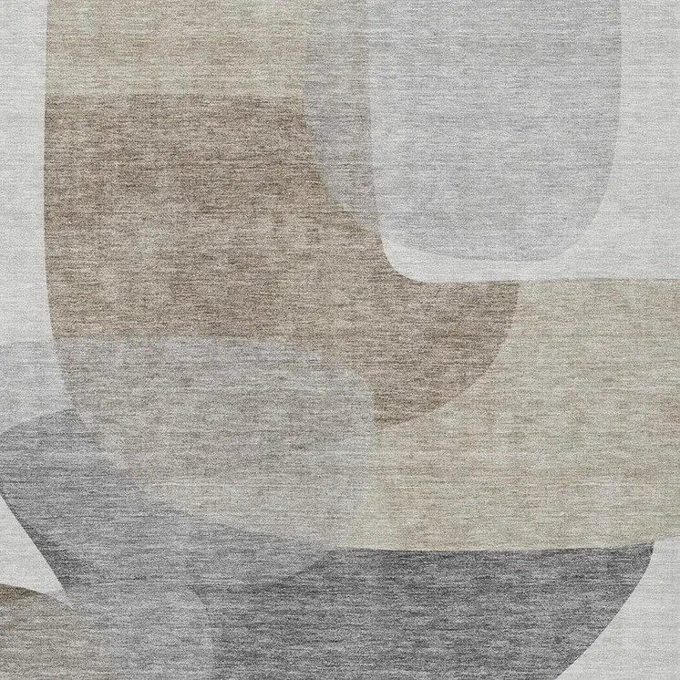 10' X 14' Taupe And Gray Abstract Washable Indoor Outdoor Area Rug